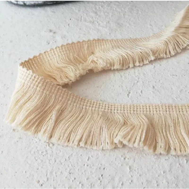 3CMWide New Fashion Beige Embroidery Flower Lace Fabric Trim Ribbon DIY Sewing Applique Collar Fringe Tassel Guipure Dress Decor