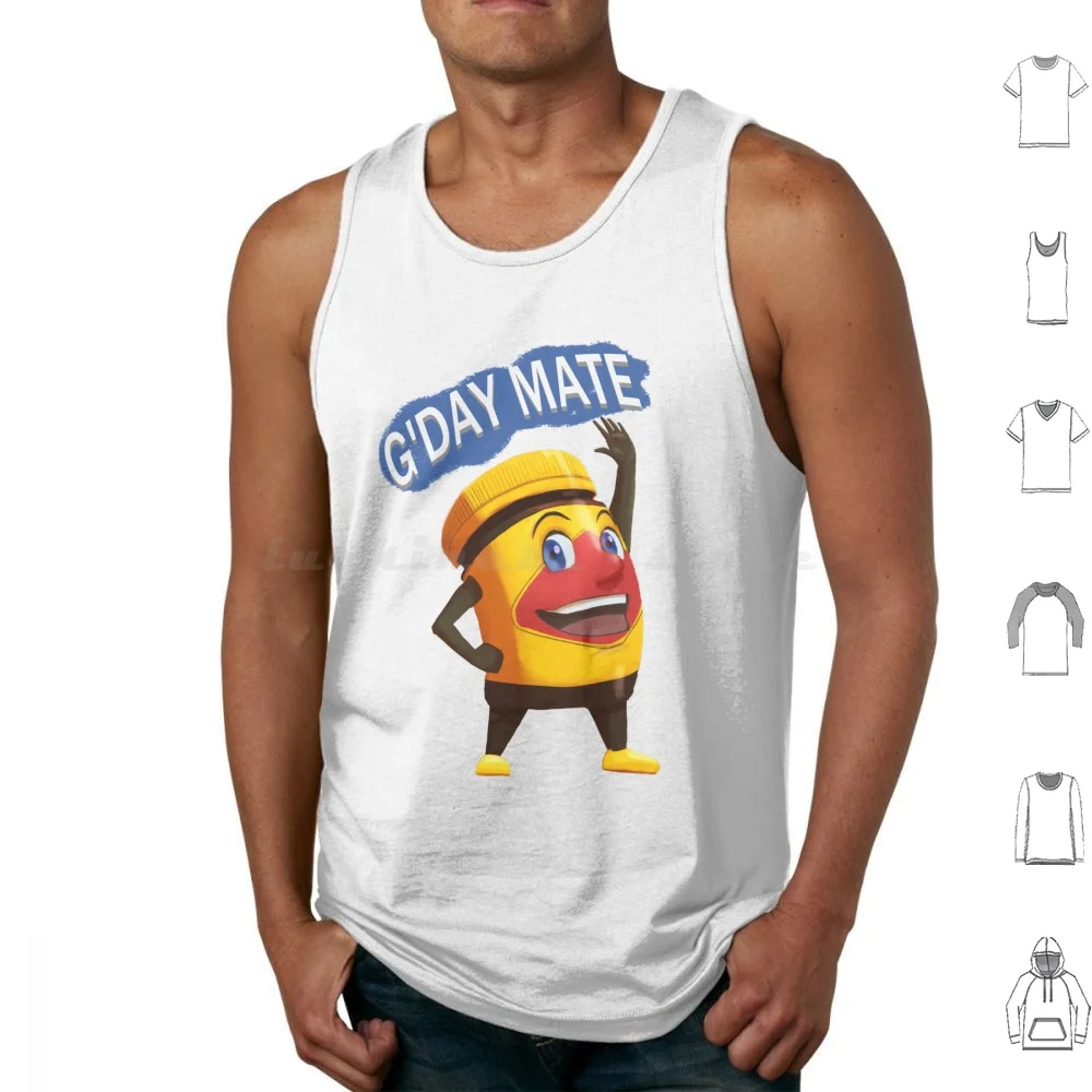 Australian Vegemite Happy Cartoon Tank Tops Print Cotton Australian Vegemite Aussie Australia Vege Mate Gday Happy Little