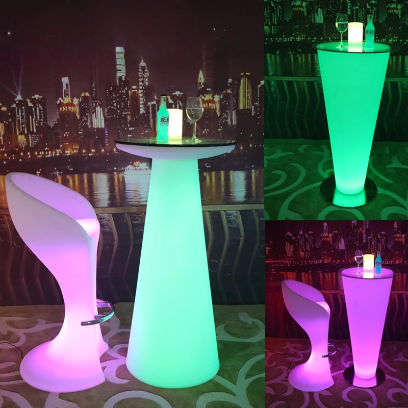 Creative European led cone-shaped luminous tables and chairs indoor and outdoor bars leisure bar tables coffee shop