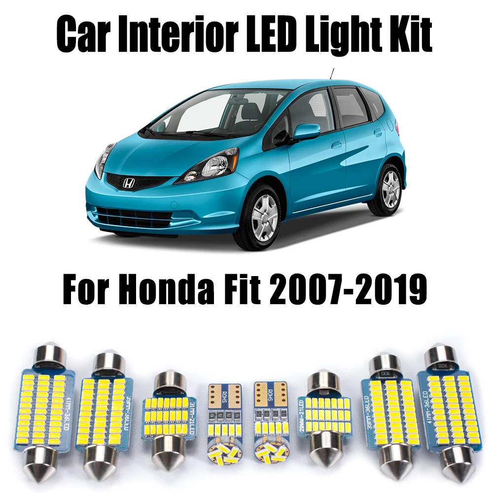 

Комплект внутреннего освещения LED Canbus для Honda Fit 2007-2017 2018 2019, автомобильные лампы, купольные лампы для чтения карт, багажник, номерной знак, аксессуары