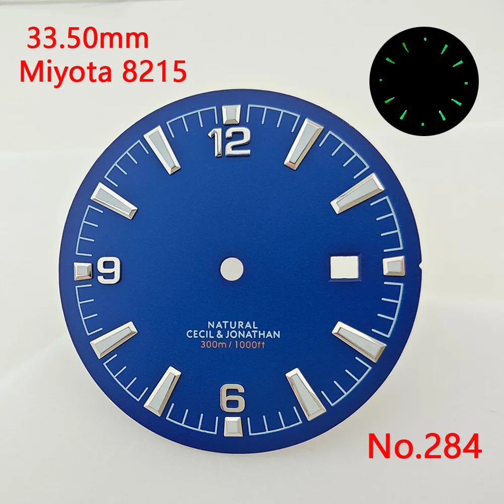 日曜大工のカスタムロゴ,発光ダイヤル,miyota 8215ムーブメントアクセサリー,miyota 8215, 33.5mmに適しています