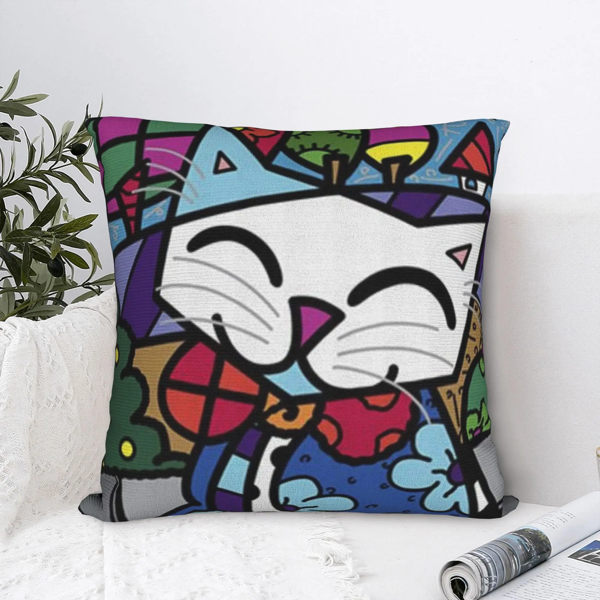 Pillow Cover B-BrittoES  Cute Funny Pillow Case For Sofa Home Decor Pillowcases