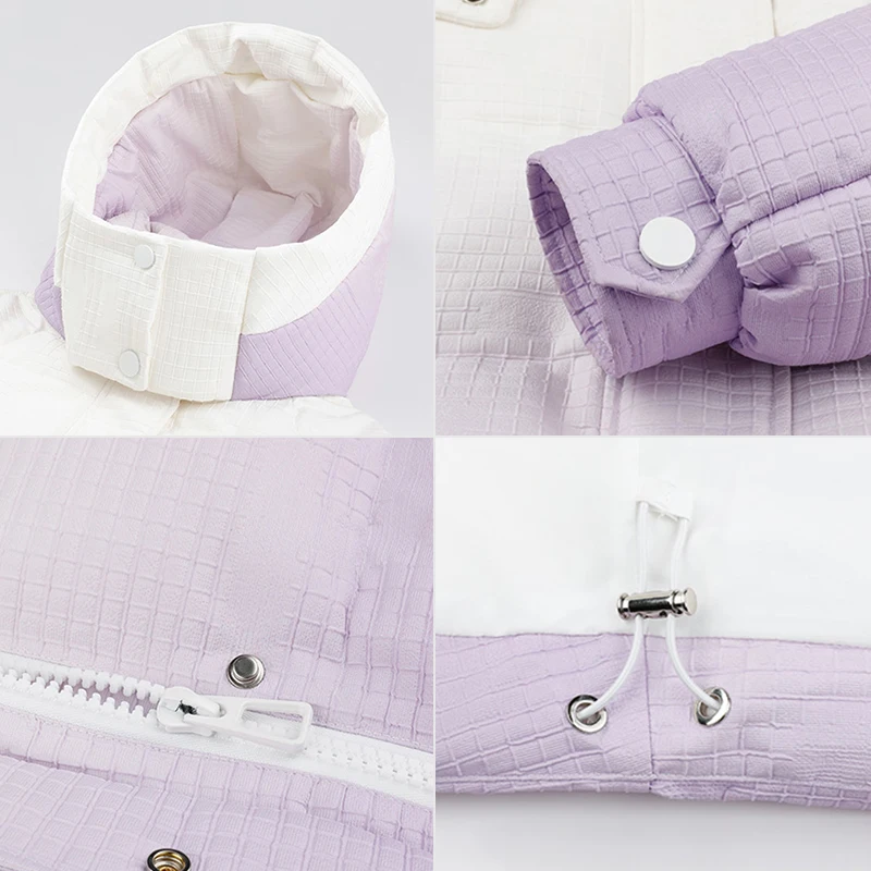 Chericom Damen-Puffermäntel mit Kapuze, Farbverlauf, kurz, Stehkragen, Farbblock, winddicht, Pendler-Daunenjacken Y289082Y