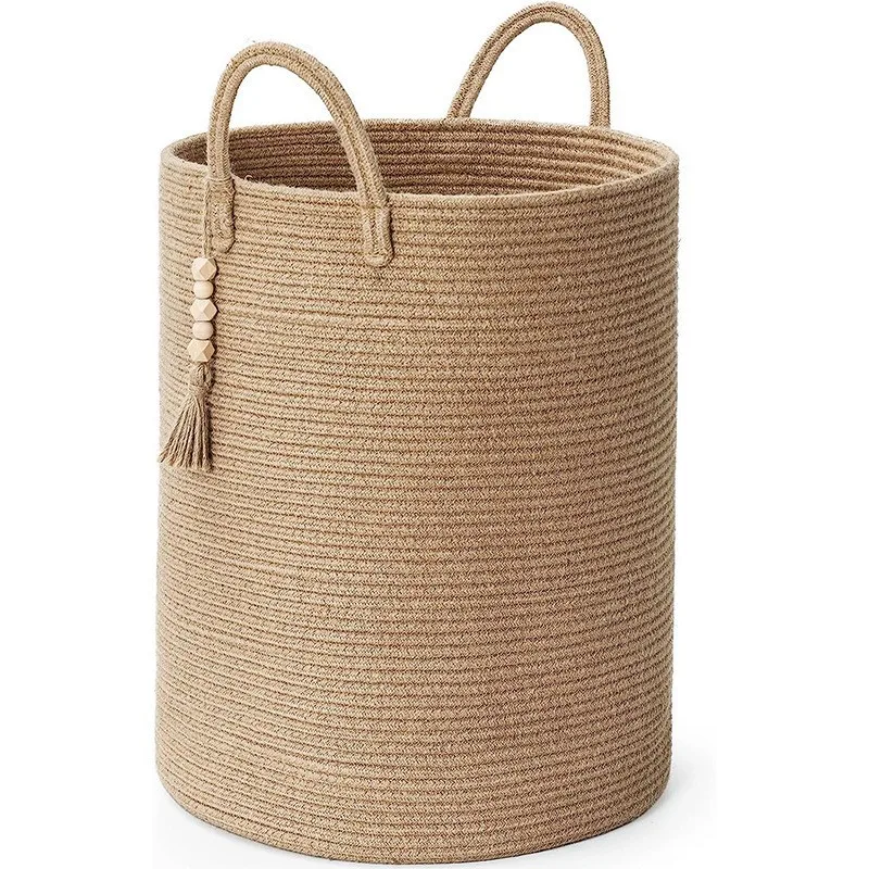 

Hemp rope storage basket, laundry basket, cotton rope storage basket with handle