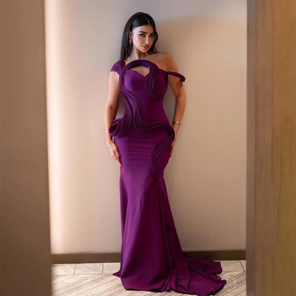 

Modern Evening Dress Off The Shoulder Pleat Mermaid Elegant Evening Gowns for Women Floor Length Wedding Guest Dress Customized