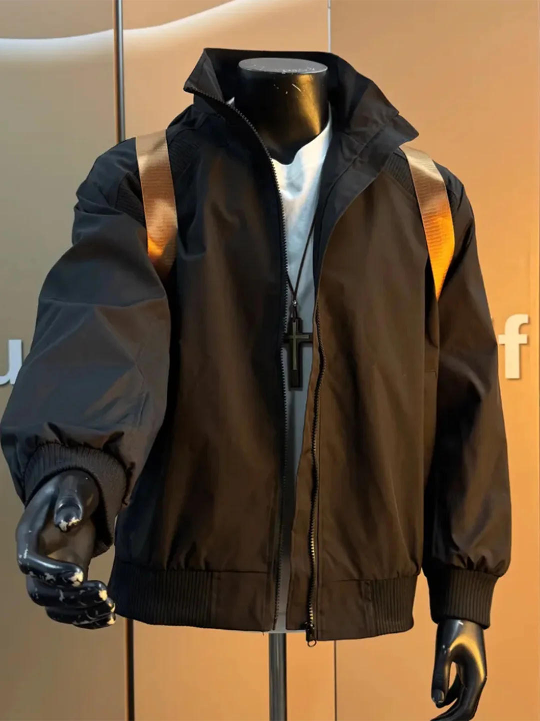 

Bla American Pilot Jaet Men's ort Sle Spring Autumn Cleanfit Stand Collar Baseball Vest Proper oulder Outerwear