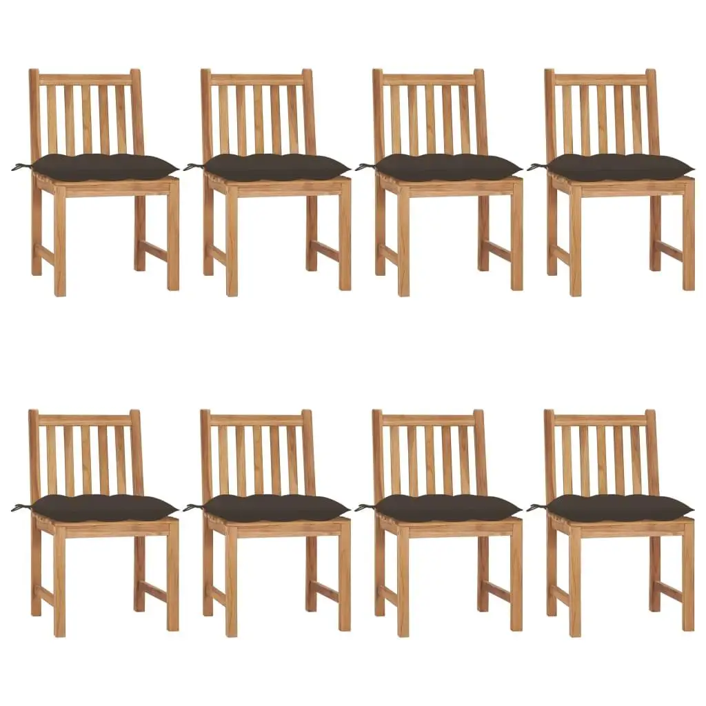 

Natural Teak Patio Chair Set of 8 Outdoor Furniture Waterproof Durable Garden Seating