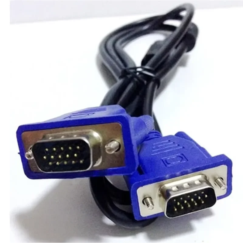 for Computer Monitor VGA Cable 1.5M Black Blue Head Double Ring 3+2 Core Host to Display Connection Wire