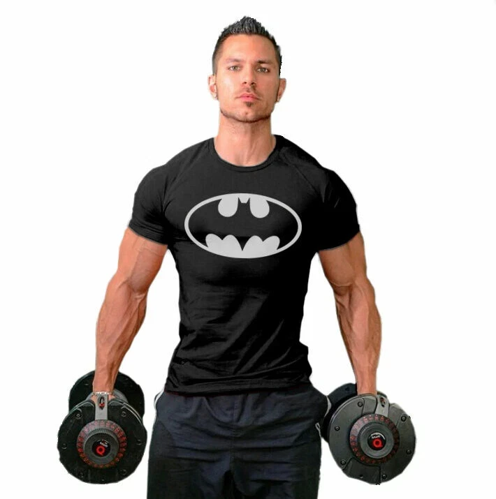 

Men's Pro Gym Batman Slim Fit T-Shirt Workout Fitness Cotton Tee Bodybuilding- High-end Luxury Is for Both Men and Women Top Y2k
