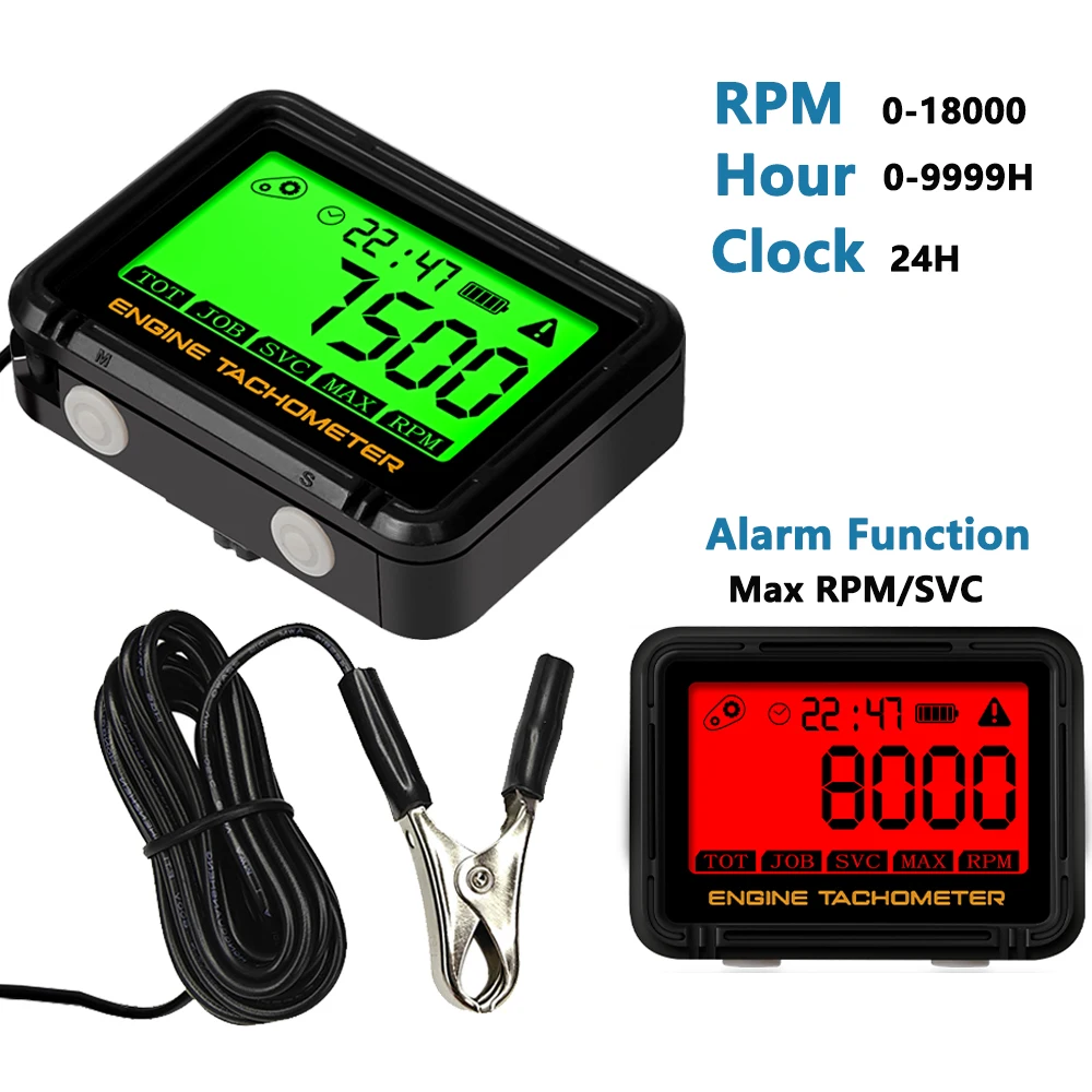 Digital Motorcycle Tachometer RPM Meter Gauge 2 Stroke Gasoline Engine Tach Hour Meter Waterproof  Moto Clock With Bracket