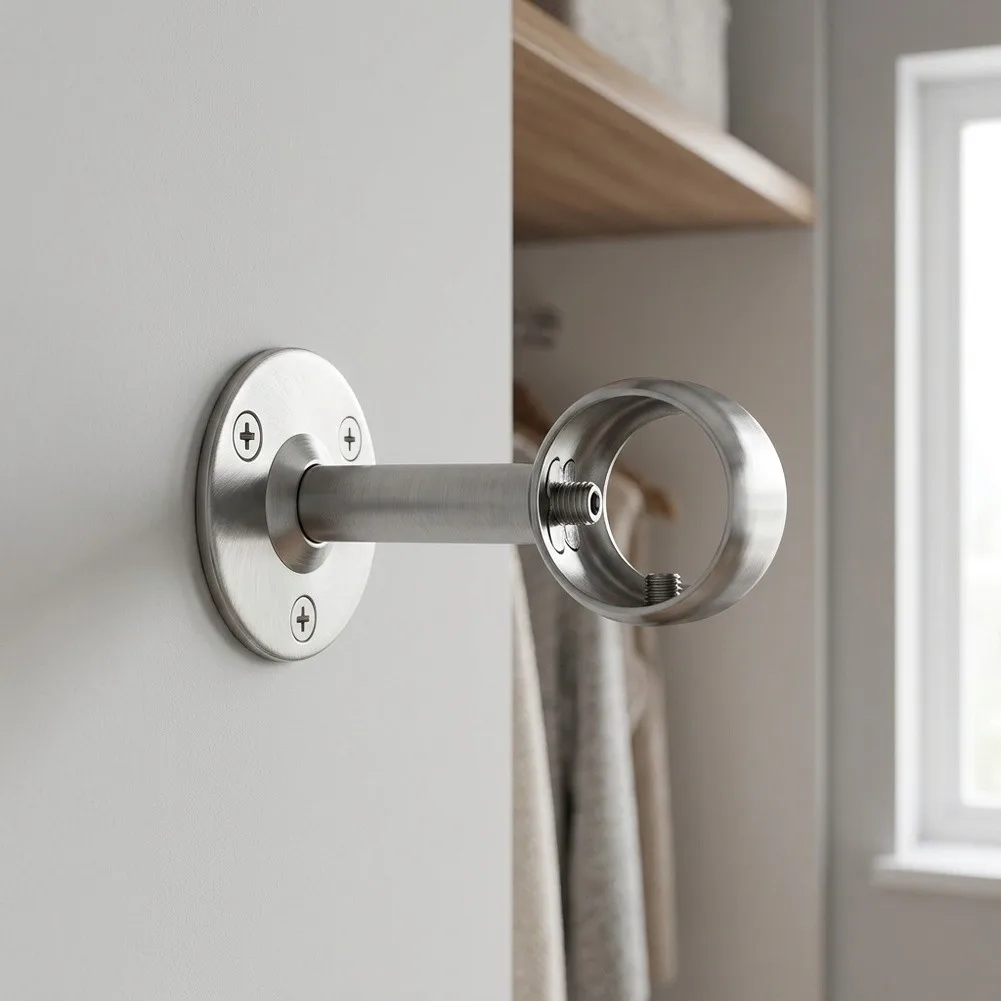 Robust Stainless Steel Center Mount Bracket for Supporting 32mm Wardrobe Rails and Hanging Rod Systems in Storage Spaces