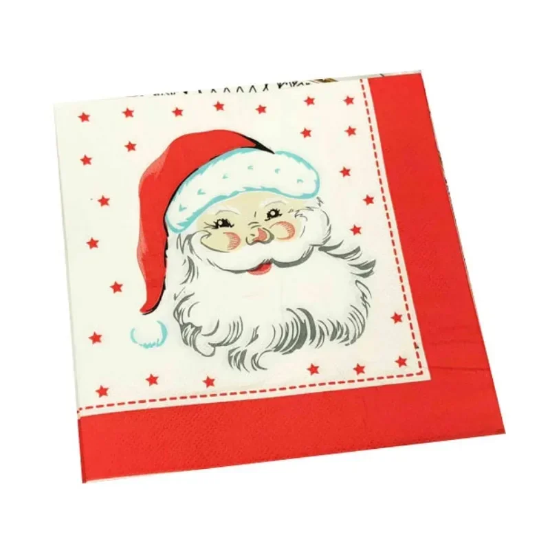 Colorful Printed Tissue Paper Santa Claus Cute White Beard Colorful Napkins Hotel Festival Party Tissue Paper Christmas Tissue