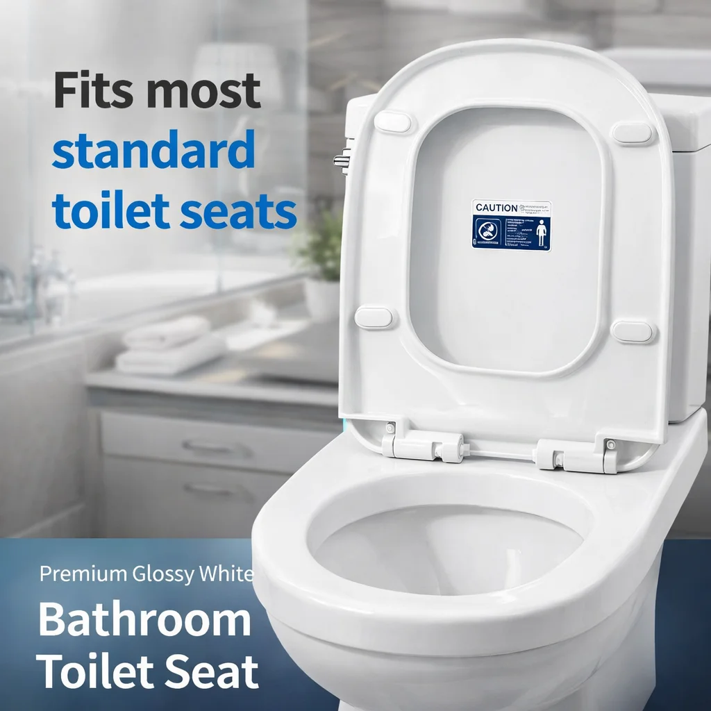 

Standard Plastic Toilet Lid, Universal Replacement Toilet Seat, Easy Install for Home Bathroom Daily Use