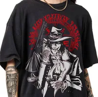 Camiseta de anime Hellsing, camiseta inspirada en anime Alucard negra - Regalo de anime