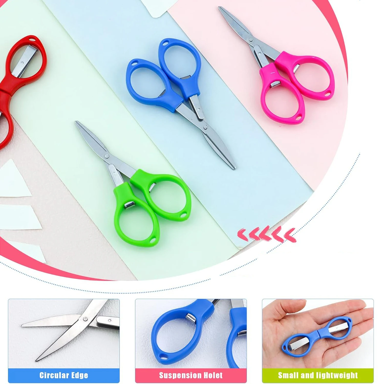 48 Stücke Mini Faltbare Tragbare Edelstahl Schere 8-Form Gläser Geschnitten Angelschnur Schere