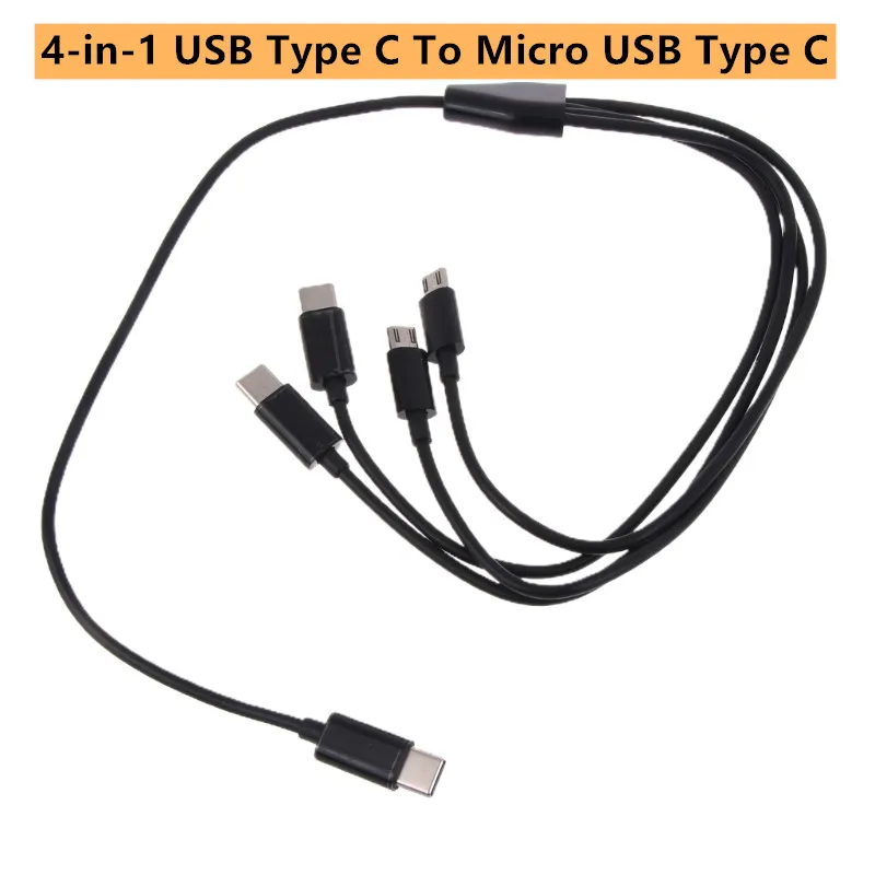 4 In 1 USB Cable Type C To USB C Type C Micro USB Phone Charger Cable PD Charge Cable For Samsung Xiaomi phone Charging Cable