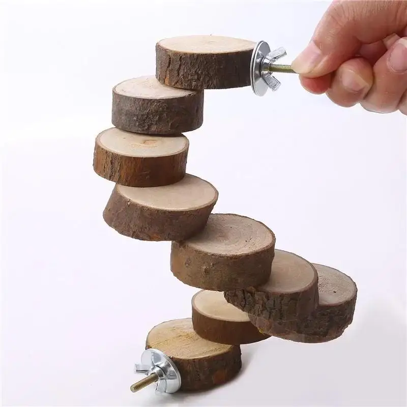 Hamster Wooden Ladder Toy For Cage 6/10 Steps Wood Climbing Blocks Chew Pig Rat Hedgehog Small Pet Accessories