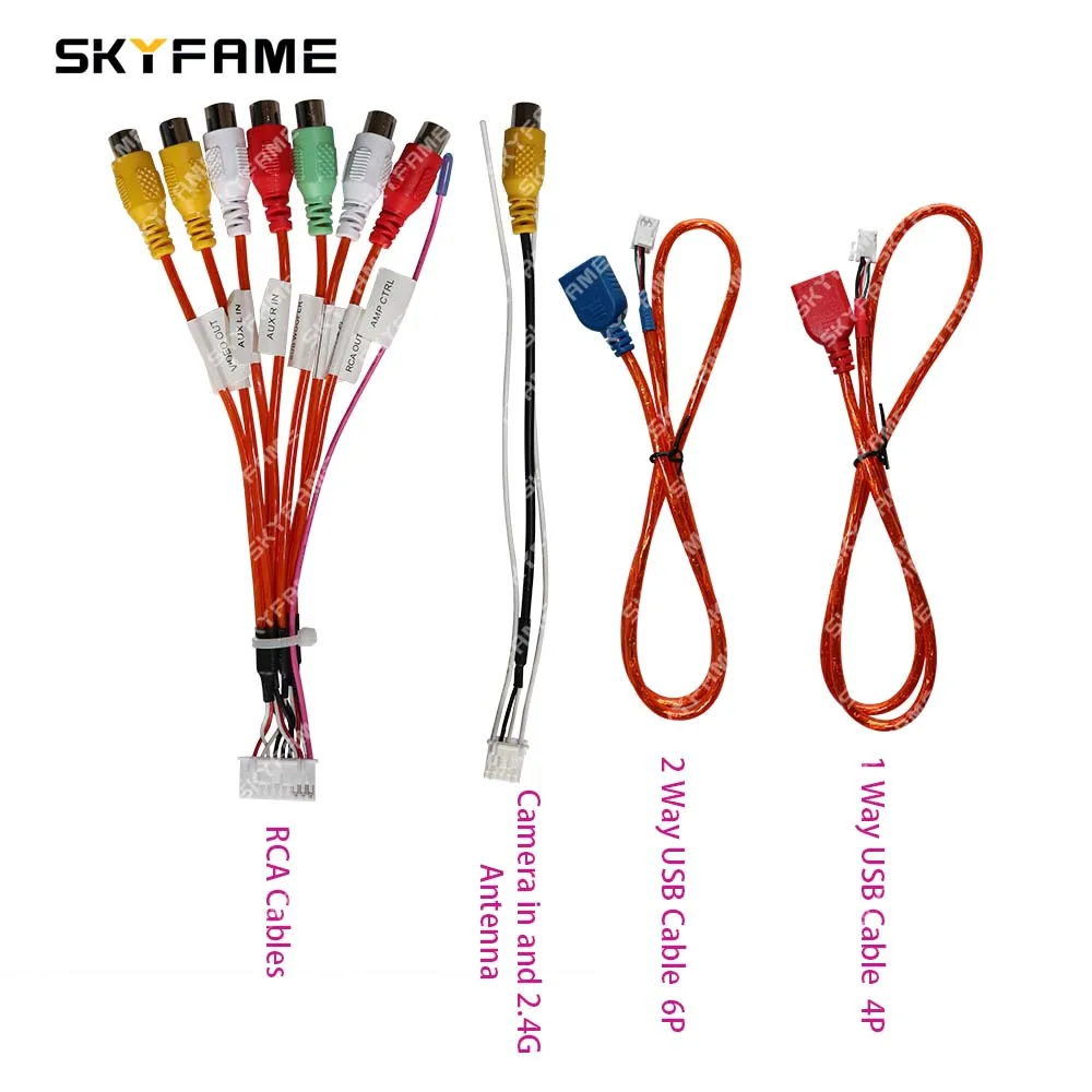 SKYFAME Car Wiring Harness Adapter Android Radio RCA Cable 6 Piece Set