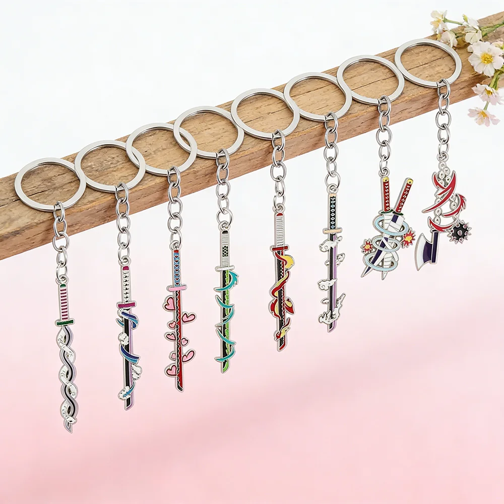 

Anime Demon Slayer Rengoku Kyoujurou Flower Keychain Sword Keyrings Cosplay Souvenir Props Jewelry Gift for Fans