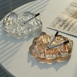 Creative Glass Snow Mountain Ashtray Glacier Ashtray Home Livingroom Tea Table Decoration Crystal Glass Decoration Office Cigar