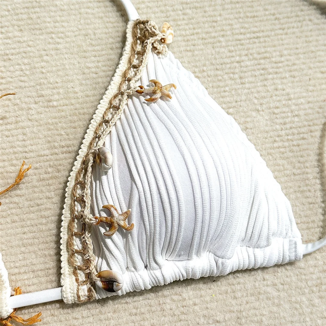 Neu mit Sarong-Oberteil, hoch geschnittenem Bikini, dreiteiligem Bikini-Set, Damen-Badeanzug, Badebekleidung, Badeanzug, Schwimmanzug V6215 – Detail 40