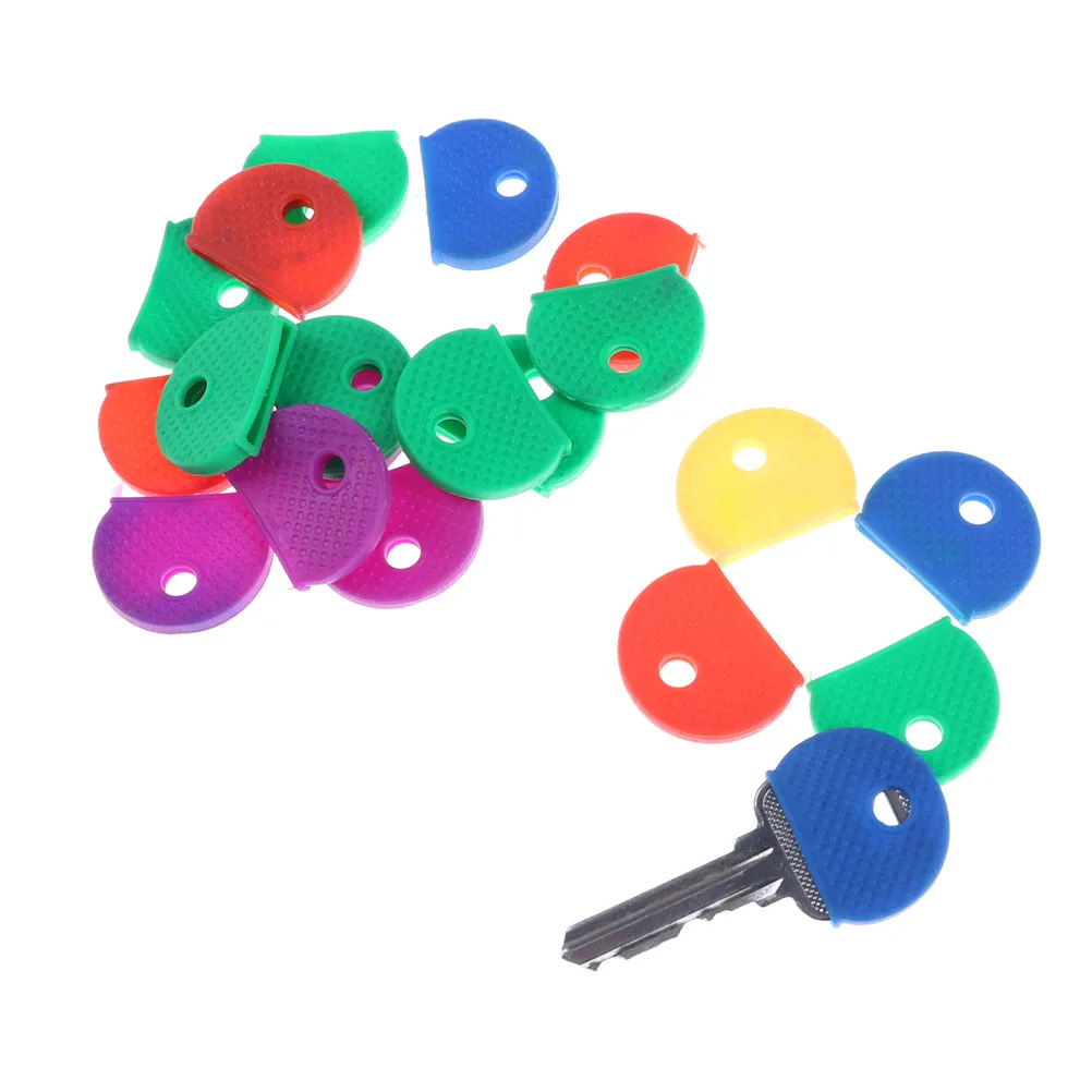 New-10/20Pcs Random Key Covers Mixed Color Soft Elastic Key Top Cover Caps Case Keyring ID Marker Tags