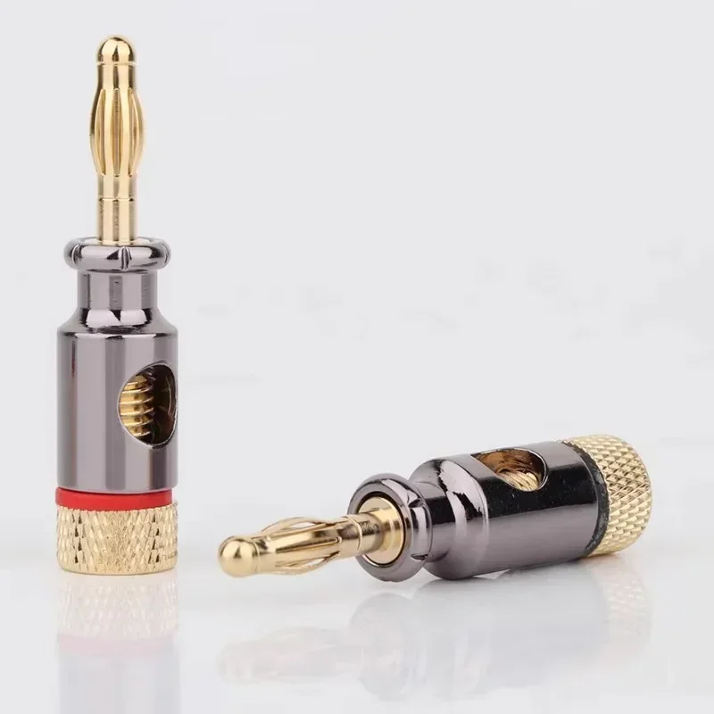 2 قطعة مطلية بالذهب النحاس 4 مللي متر الموز موصل قابس هيئة التصنيع العسكري الصوت والفيديو مكبرات صوت محول 4 مللي متر موصلات الموز