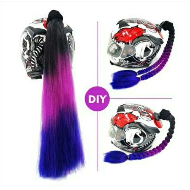 Helmet Pigtail Motorcycle Helmet Ponytail Bicycle Helmet Braids Hair Tails Used for Any Helmets/Suction Cup Reus 1 pair