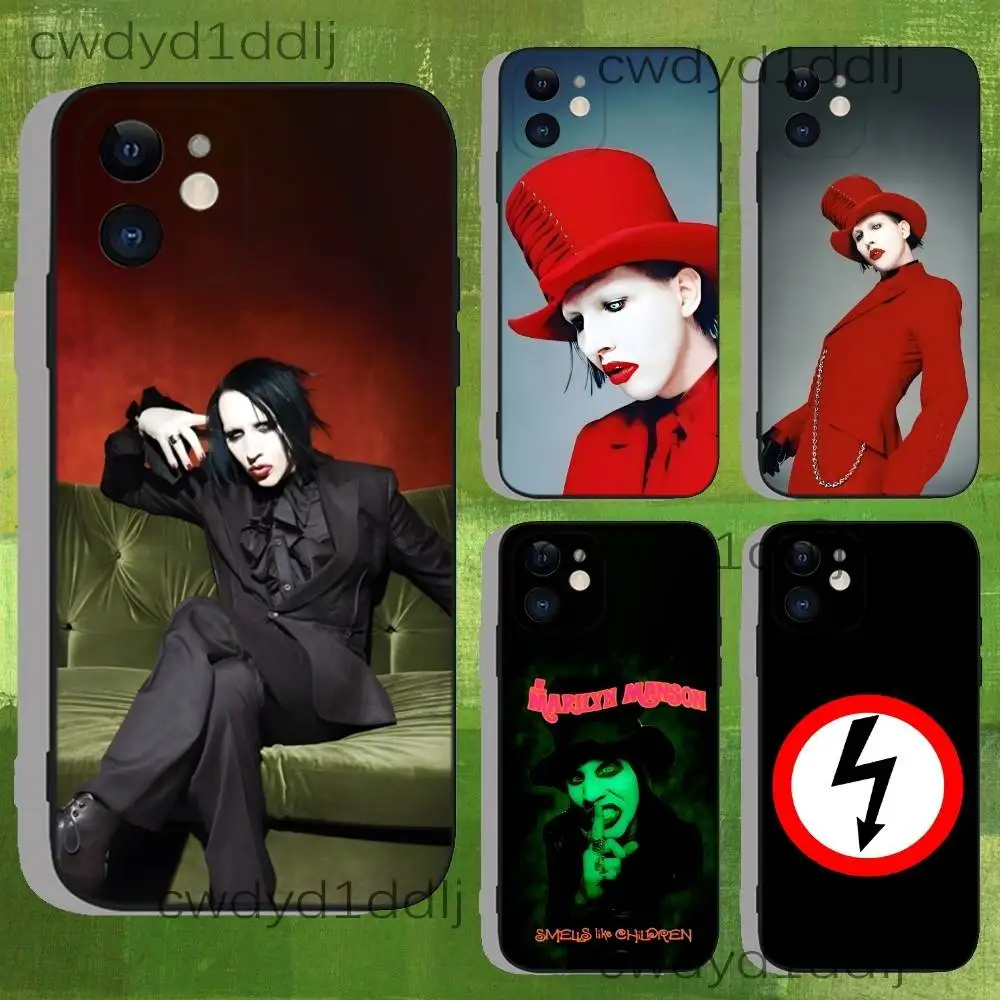 

M-Marilyn Manson Phone Case For 15,16,17,13,14,11,12,Pro,Max,Plus,E,Air,Mini Shockproof Silicone Soft Cover