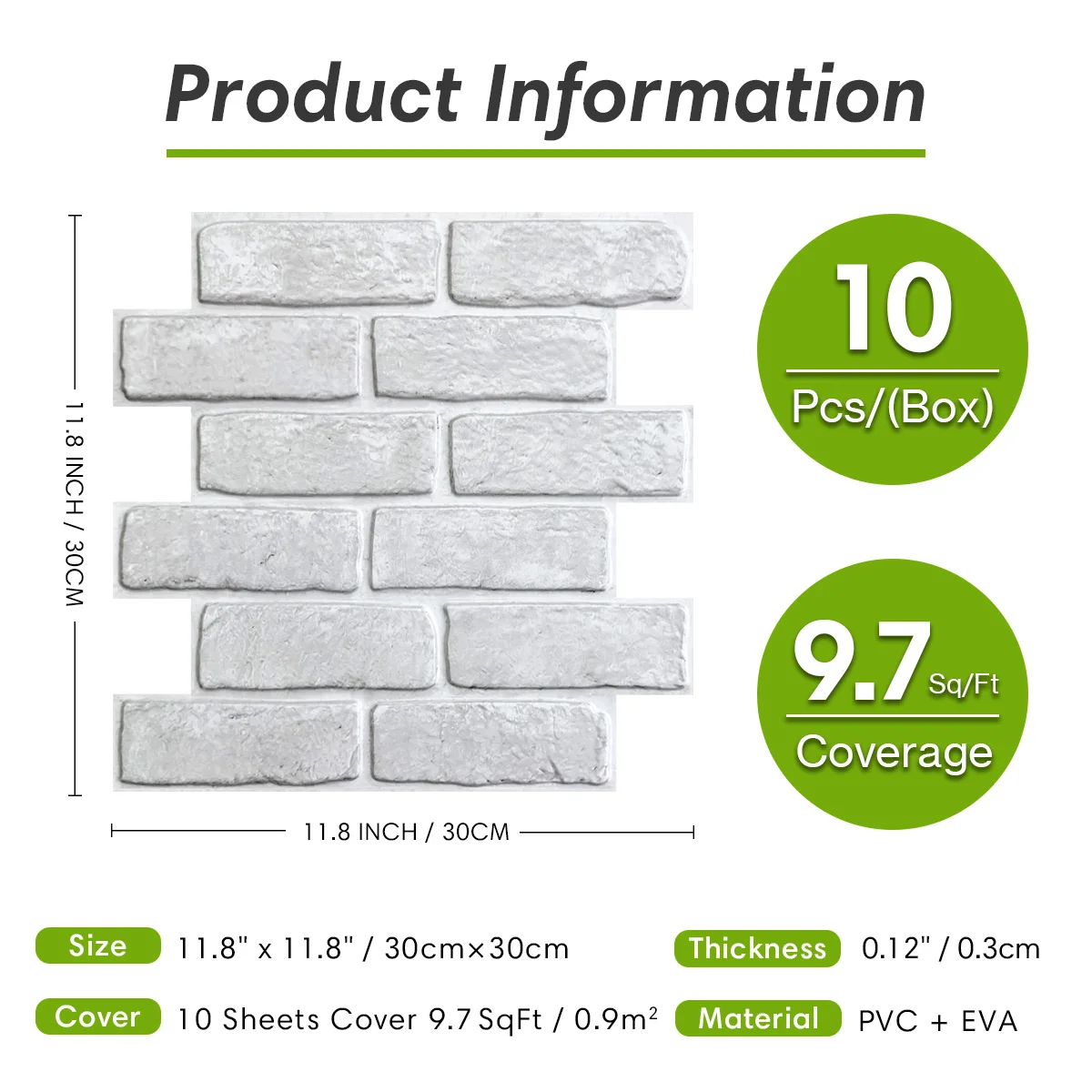 Commomy 10 Pcs 3D Wall Panels Peel and Stick, 3D Brick Wall Stickers, Adhesive Tile Backsplash Kitchen, Bathroom Decoration