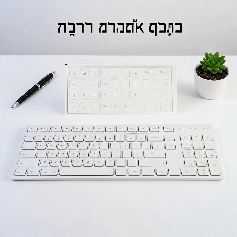 Hebräische Tastatur-Aufkleber, weiß, schwarz, hebräisches Alphabet, Tastenkappen-Etiketten, abziehbare Folie, transparenter Tastatur-Ersatz-Aufkleber für – Detail 3