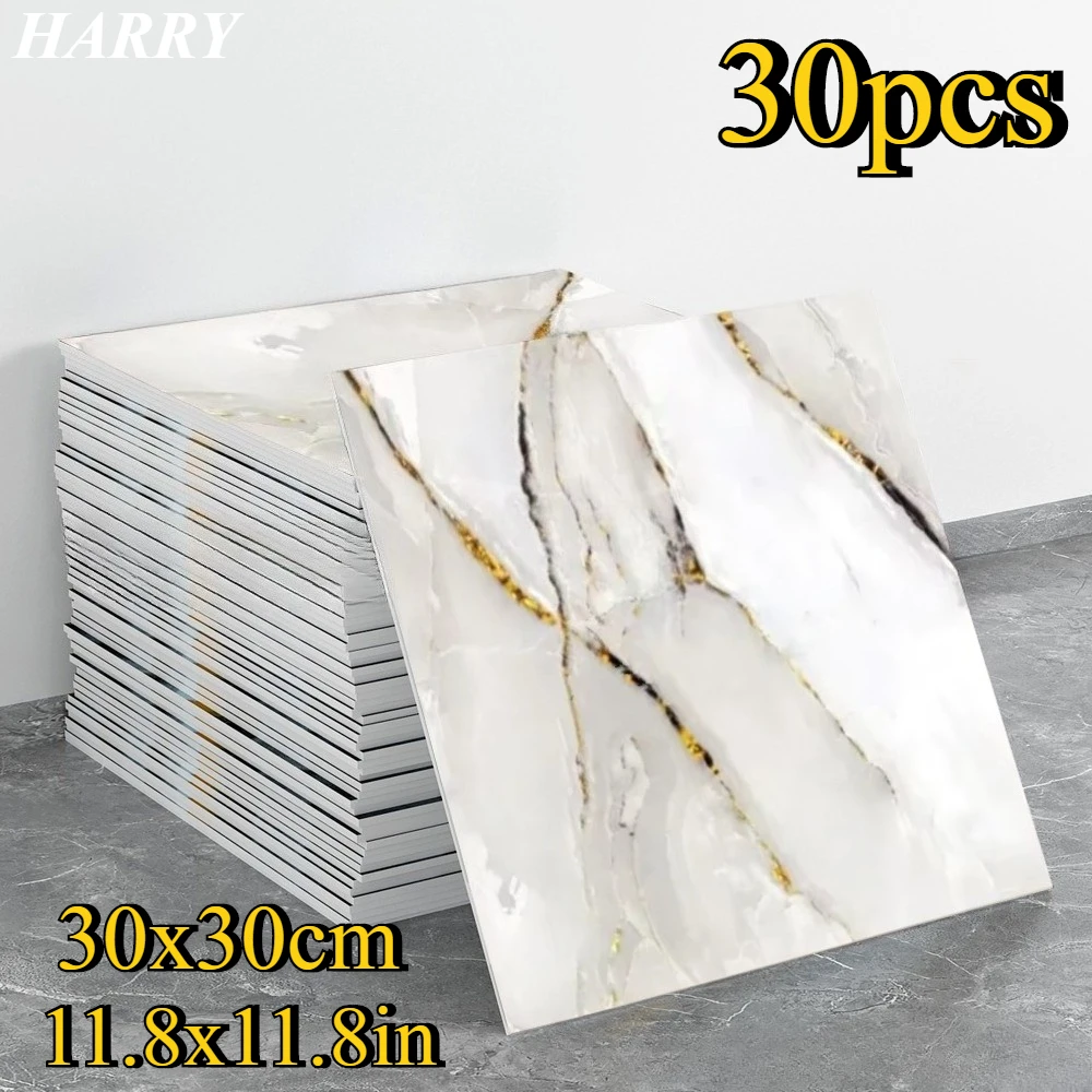 

PVC Imitation Marble Wall Stickers Self-adhesive Floor Stickers Waterproof Bathroom Living Room Decoration Decals 30*30cm