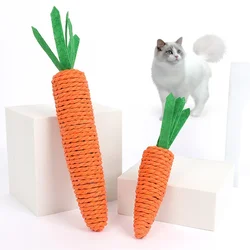 Chew Carrot Cat Toy Interactive Scratcher Kitten Bite Resistant Toys Built-in Bell Funny Chew Toys for Puppies Pets