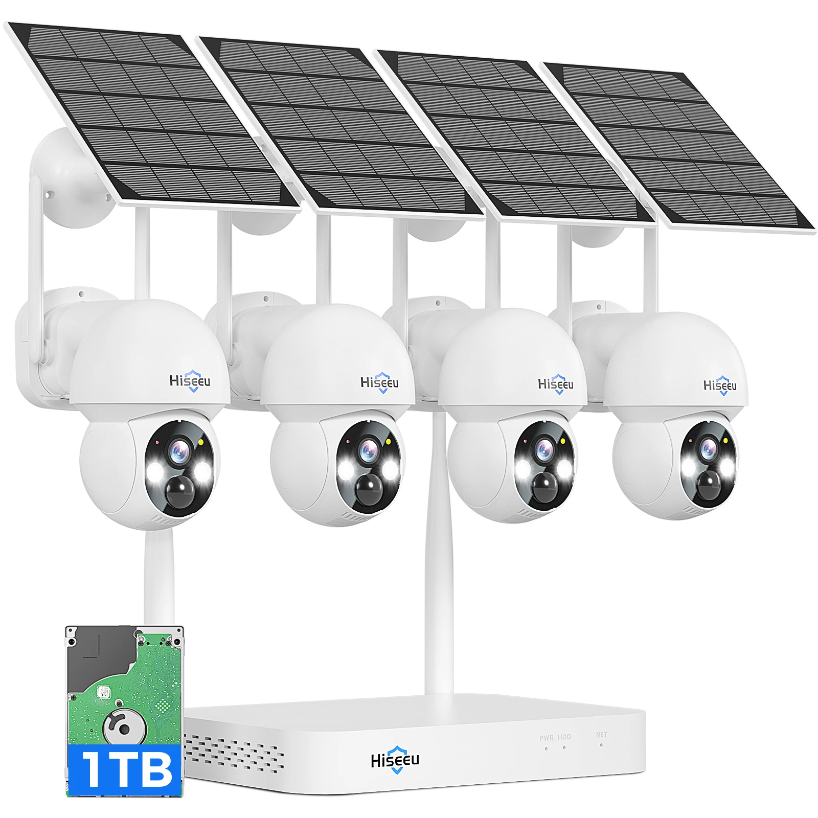 Outside Indoors CCTV Network System Wireless WIFI 360 Degrees HD NVR Kit Sets Solar Panel Security System