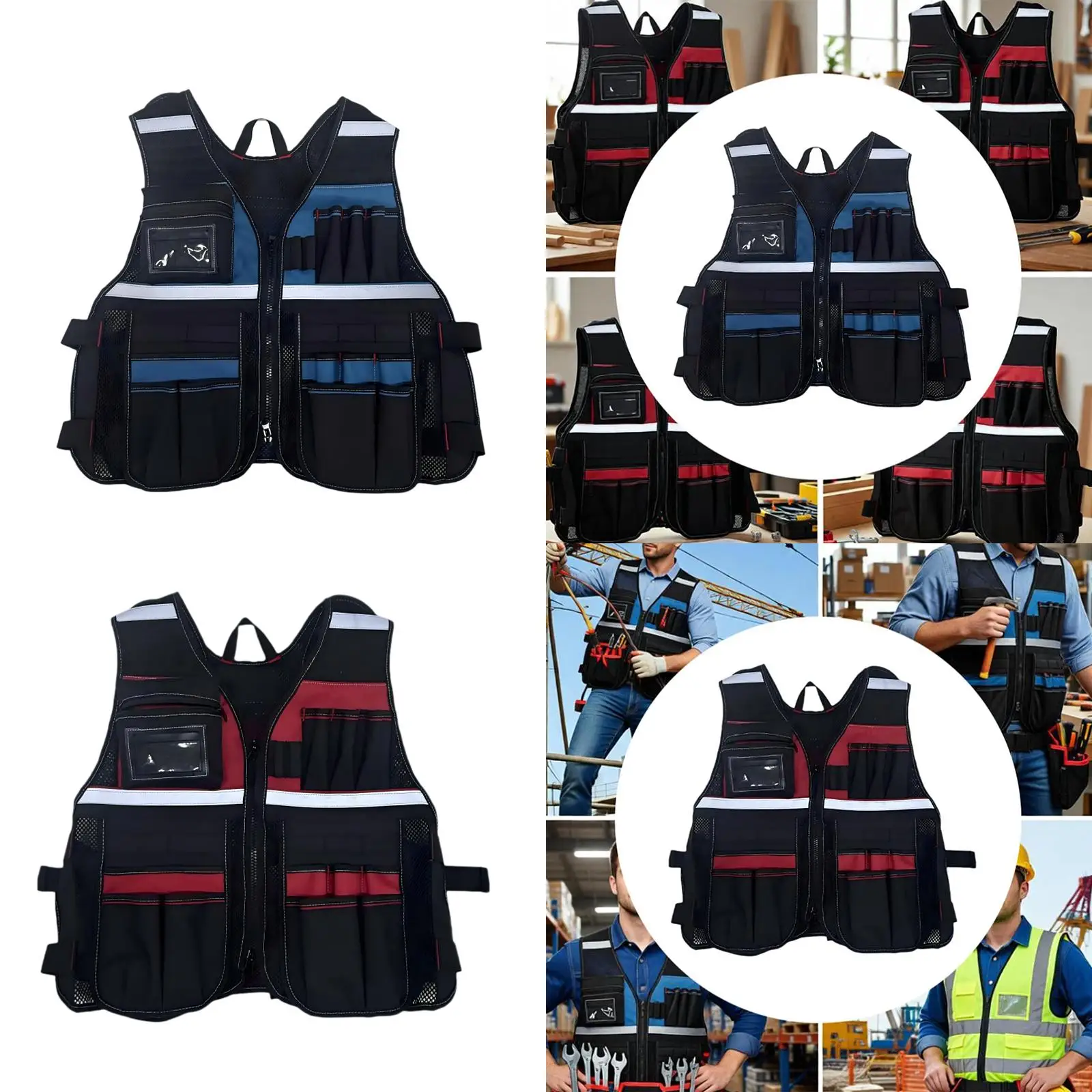 

Регулируемый жилет-органайзер для инструментов с множеством карманов для электрика, плотника, универсалиста, рабочая одежда из ткани Оксфорд