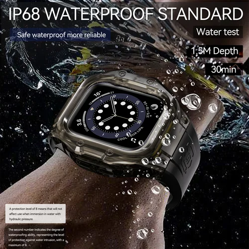 Imagen 2 del producto ShellBox IP68 funda de reloj deportivo impermeable para Apple Watch Series 10 para iWatch 46 mm S10 funda con correa de silicona para buceo y natación