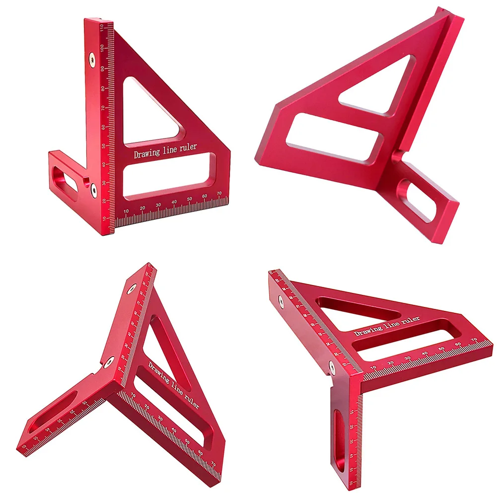 3D Multi-Angle Ruler Triangle Ruler Multi-Function Utility Scribing Gauge Aluminum Alloy Measuring Tool for Engineer Carpenter