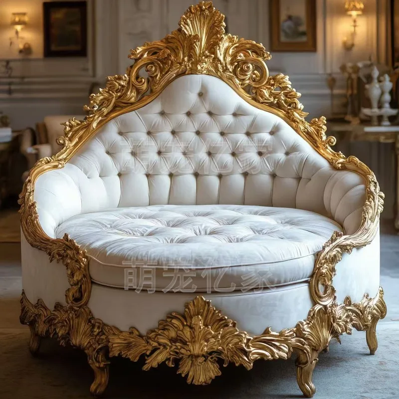 French luxury solid wood carved cat and dog villa sofa bed high-end cat and dog recliner cat and dog leisure sofa nest customize