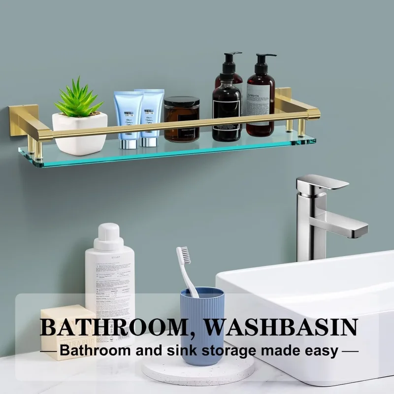 Glass Shelf Bathroom Items Bore Storage Shower Organiser Accessories Organizers Wall Shelves Hardware Fixture Home Improvement