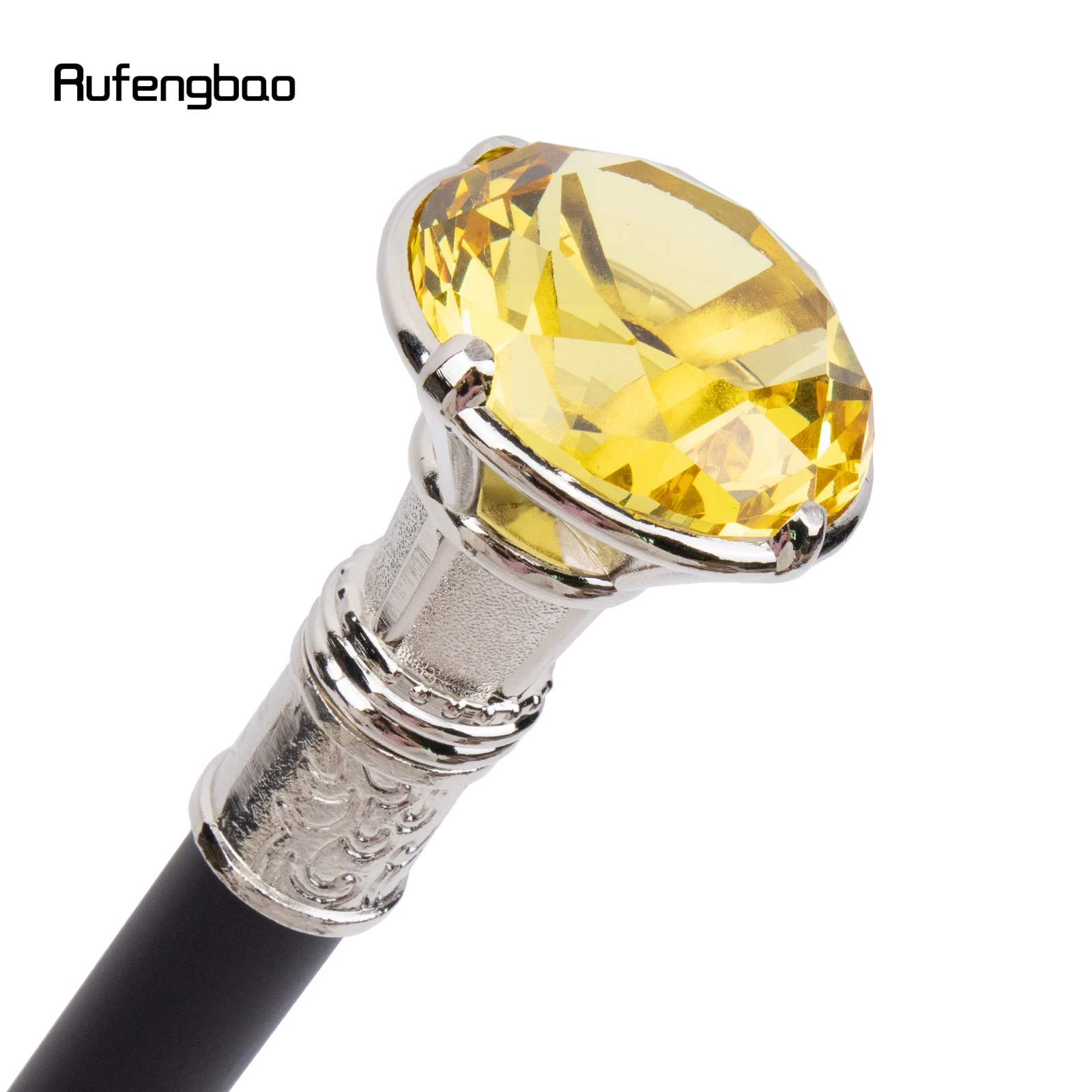 Gele Diamant Type Witte Wandelstok Mode Riet Gentleman Elegante Cosplay Riet Knop Crosier 93cm Prestaties Podium Riet