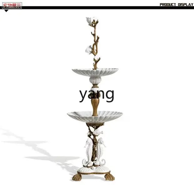 lmm Ceramic Inlaid Copper Creative Multi-Layer Fruit Plate Luxury Decoration Fruit Pot