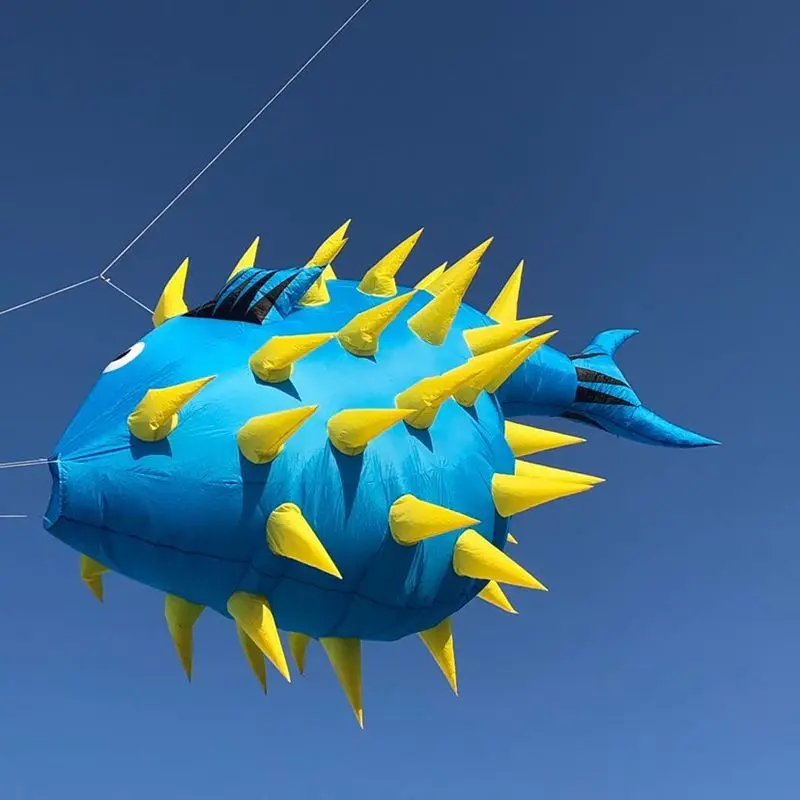 Grote puffervis vliegerhanger vliegend buitenspeelgoed windvliegers voor volwassenen Parachutevluchtvliegerstof voor vliegerbolator surfvlieger