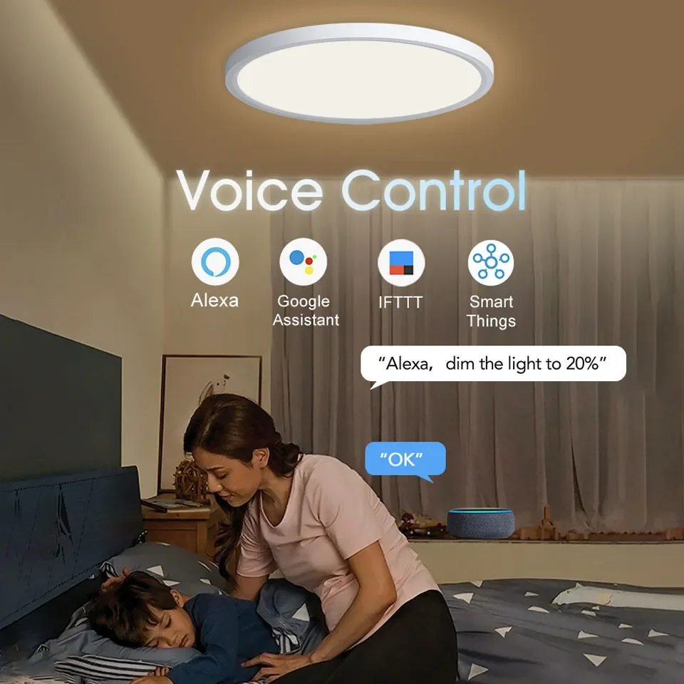 BENEWTON TUYA Lâmpada Do Teto Decoração Do Quarto Led Luz RGB APP Controle De Voz Alexa Google Lâmpada Inteligente Para Casa