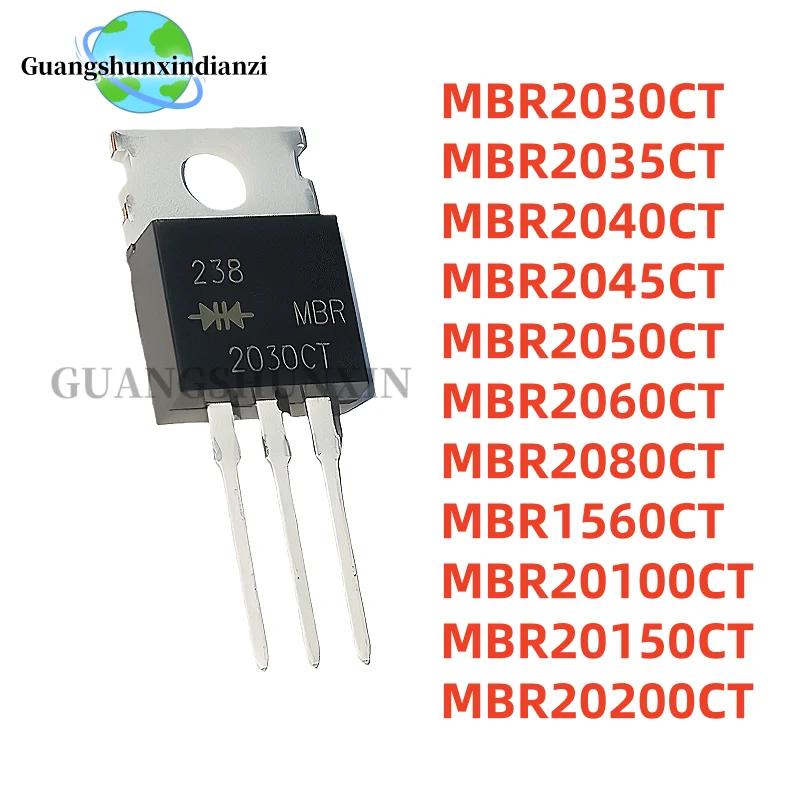10PCS MBR2035CT MBR2045CT MBR2040CT MBR2050CT MBR2060CT MBR2080CT MBR1560CT MBR20100CT MBR20150CT MBR20200CT MBR2030CT TO-220