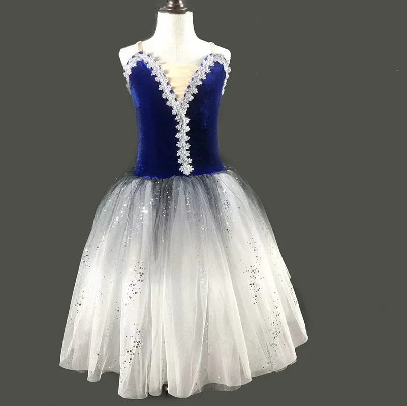 Ballet Tutu romântico para meninas e mulheres, traje de balé para meninas, saia de tule azul Dance Wear Performance Wear