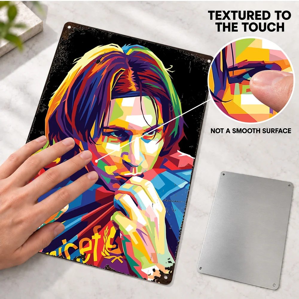 Lionel Messi Textured Metal Poster Customized Aluminum Sign Geometric Illustration Wall Art For Living Room Football Fan Gift