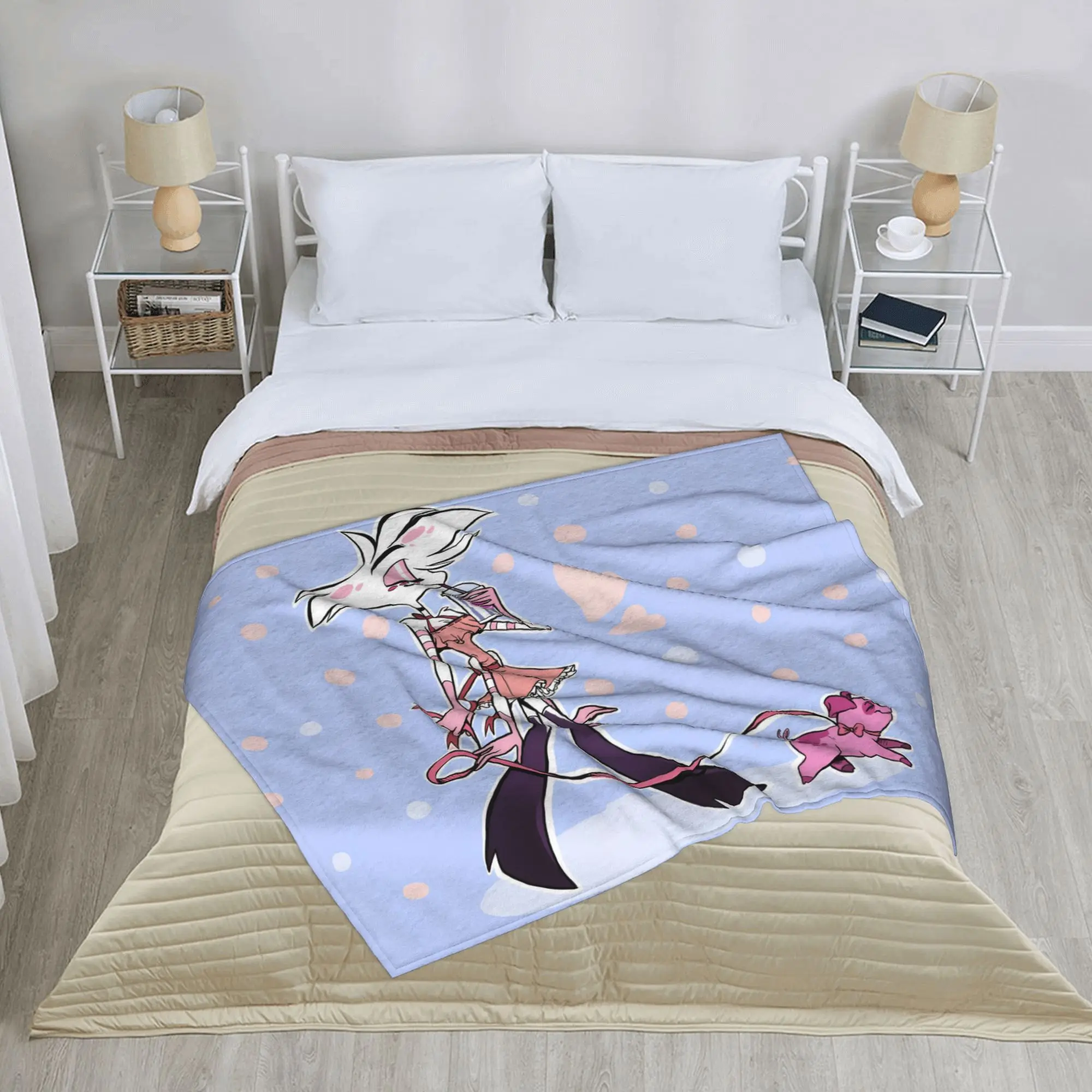 Hazbins Hotels Angel Dusts Blanket Flannel  Spring Autumn  Warm Throw Blanket for Sofa Plush Thin Quilt
