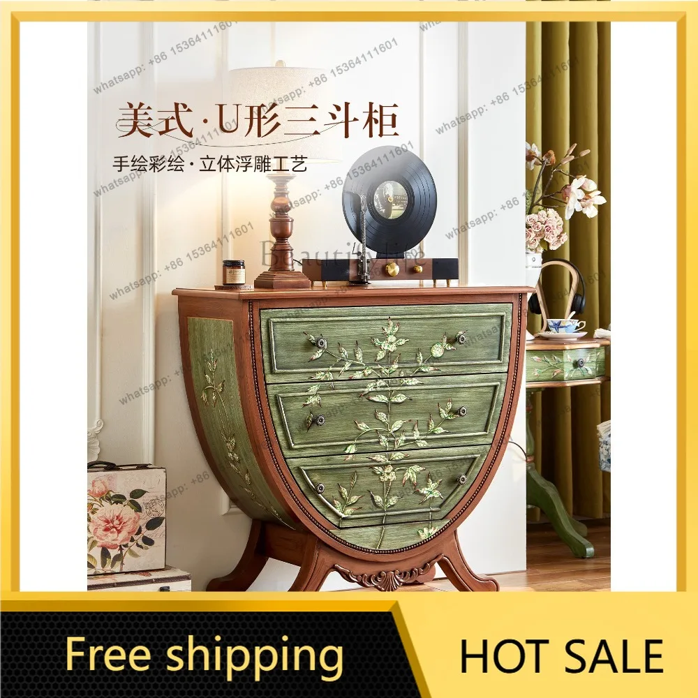 FG American retro painted entrance cabinet, living room entrance partition decoration storage locker