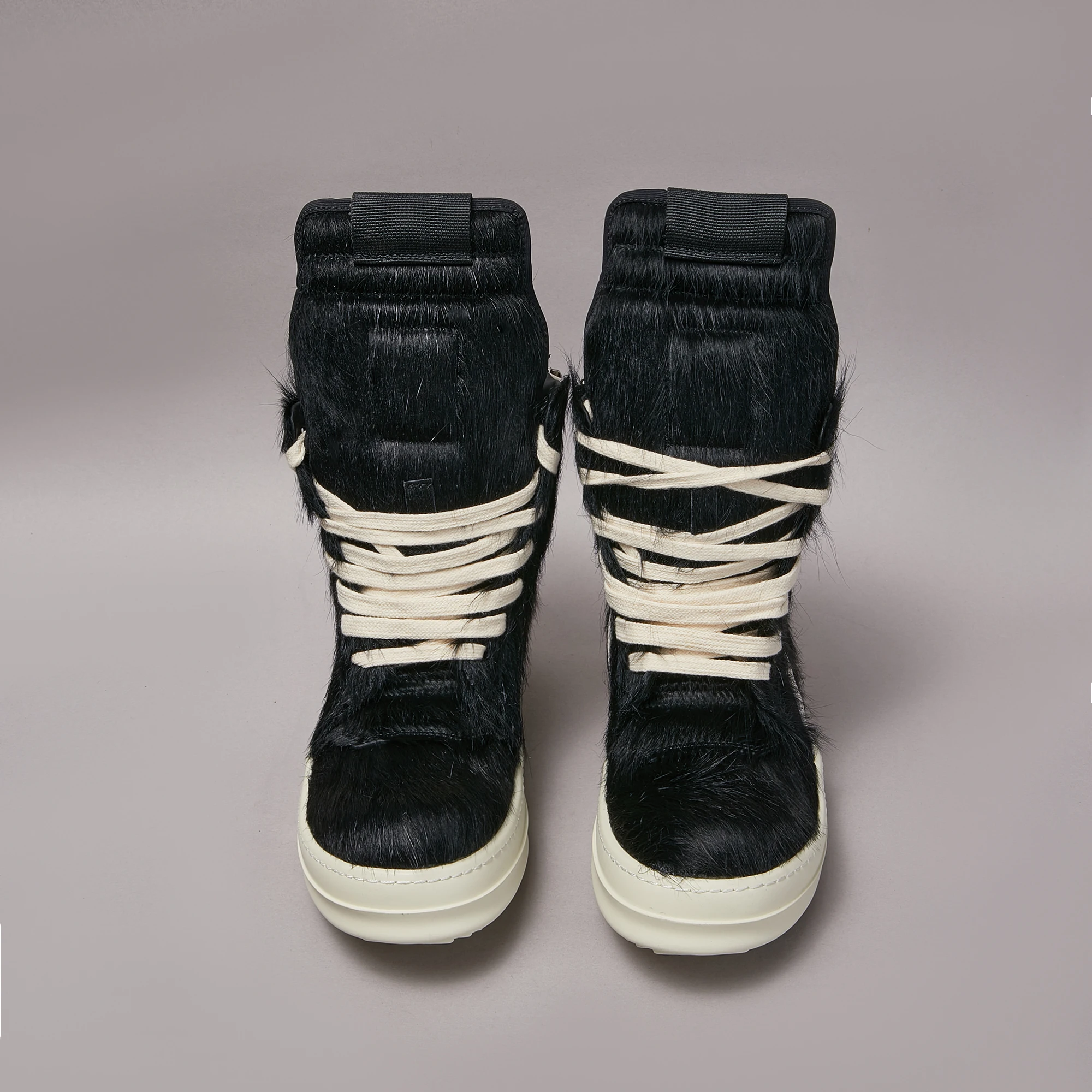 Brand Women Horsehair Boot Designer Men Sneaker Black Luxury Platform Ankle Boot Classic Zipper Casual Unisex Genuine Fur Flats