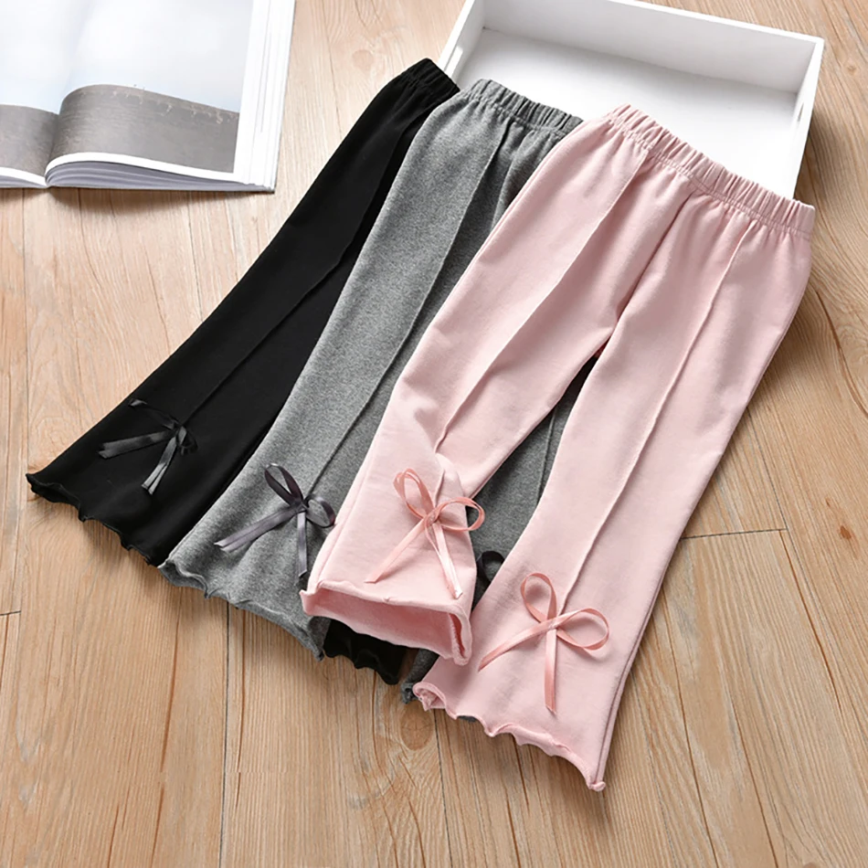 Girls Flared Pants Spring Autumn Stylish Everyday Versatile Children Bottoms Suitable Casual Wear and Special Events Kids Pants